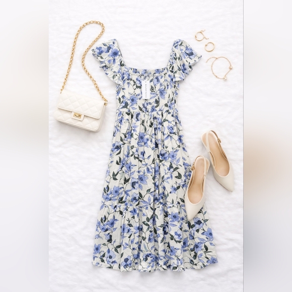 Baltic Born Dresses & Skirts - NWT Baltic Born Sorrento Blue Floral Tiered Linen/rayon Maxi Dress. Ladies XL